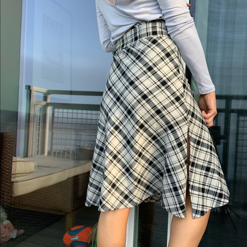 💙5/$30 Mango Plaid Below The Knee Belted Skirt - Picture 7 of 8